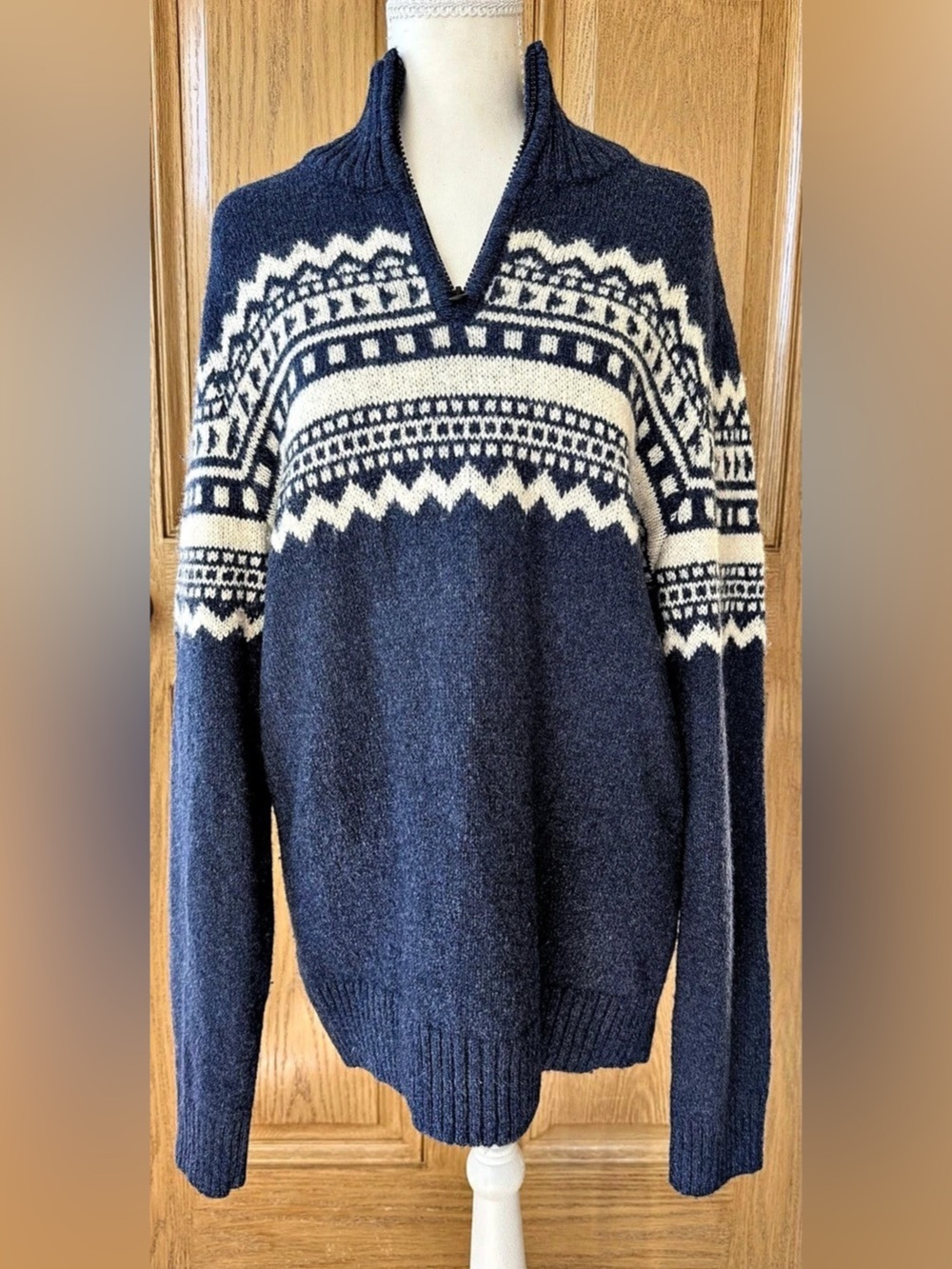 American Eagle Outfitters American Eagle Fair Isle Mock Neck Quarter Zip Sweater